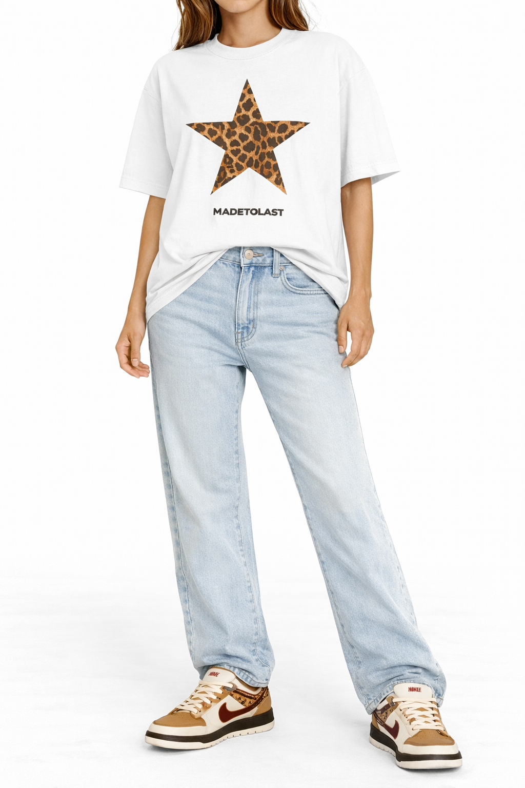 Leopard Star Tee - White